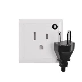 Type B power plug and wall outlet electrical socket