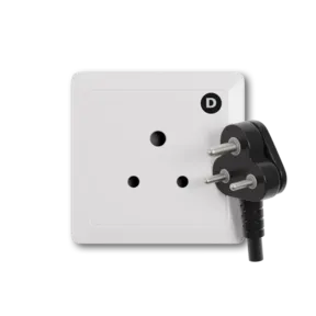 Type D power plug and wall outlet electrical socket