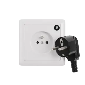 Type E power plug and wall outlet electrical socket