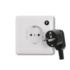 Type F power plug and wall outlet electrical socket