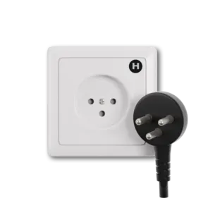 Type H power plug and wall outlet electrical socket