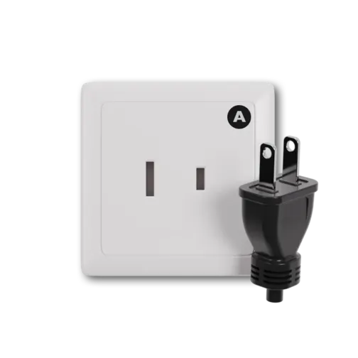 Type A power plug and wall outlet electrical socket