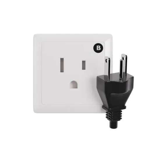 Type B power plug and wall outlet electrical socket