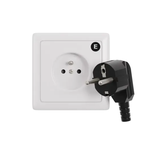 Type E power plug and wall outlet electrical socket