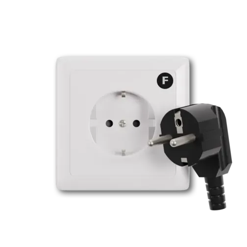 Type F power plug and wall outlet electrical socket