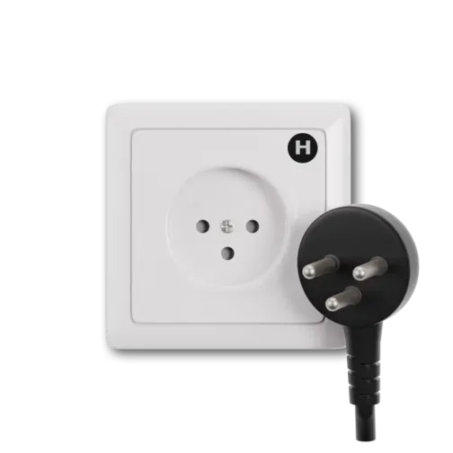 Type H power plug and wall outlet electrical socket