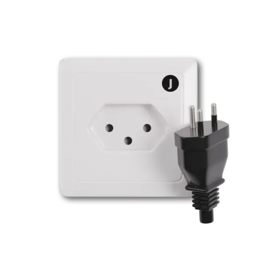 Type J power plug and wall outlet electrical socket