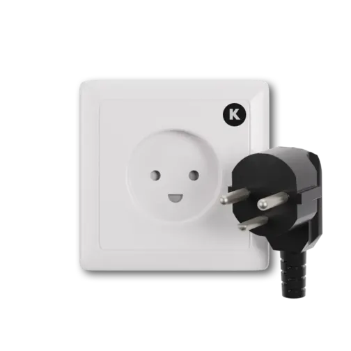 Type K power plug and wall outlet electrical socket